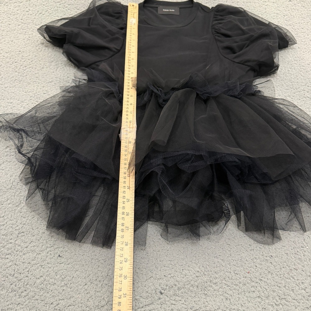 Simone Rocha Black Tulle Puff Sleeve Peplum Top Avant-Garde Tee Blouse Medium - Picture 7 of 11